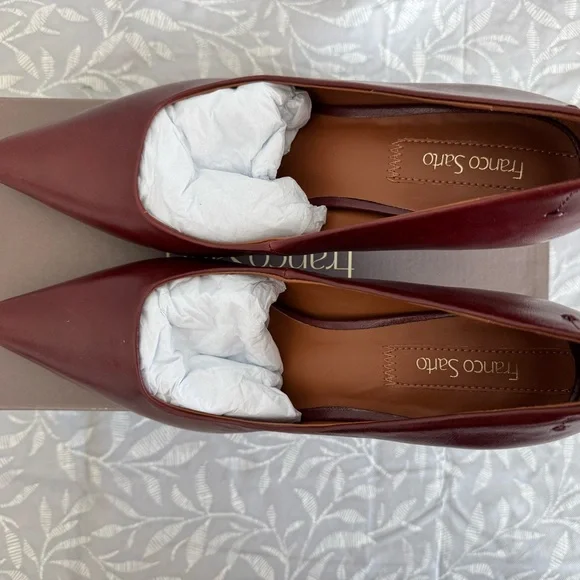 Franco Sarto Mahogany Red/Brown Leather Pumps - Picture 3 of 9